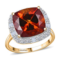 Certified & Appraised AAA Santa Ana Madeira Citrine and Luxuriant Lab Grown Diamond G-H SI 7.75 ctw Ring in 10K Yellow Gold