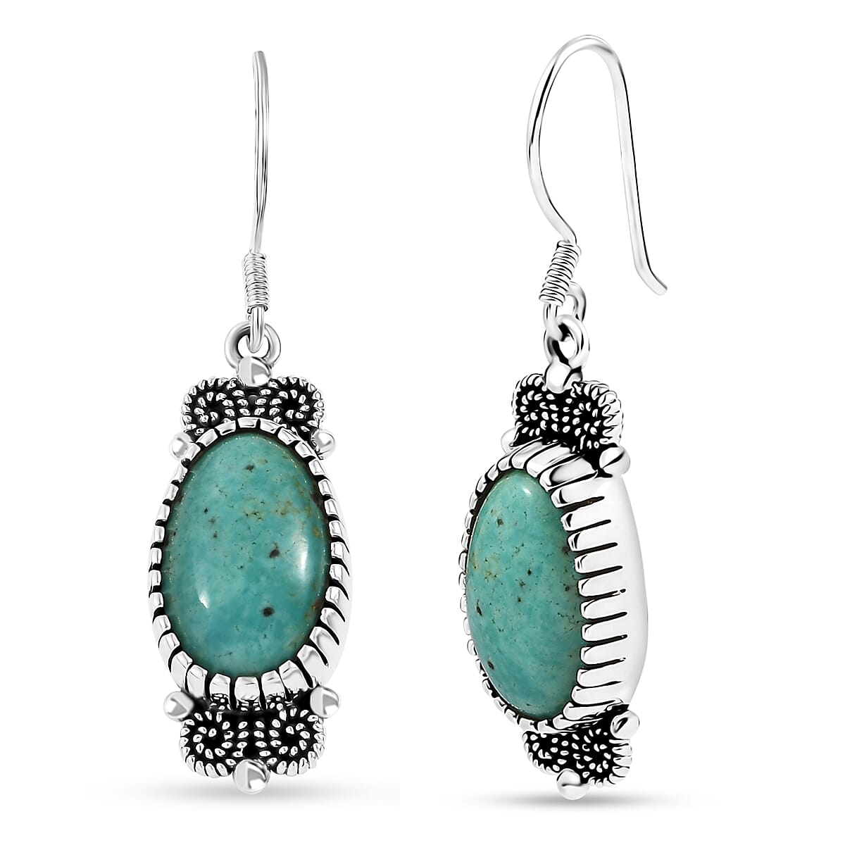 D'Joy Artisan Crafted Tahoe Nevada Turquoise 13.80 ctw Earrings in Sterling Silver