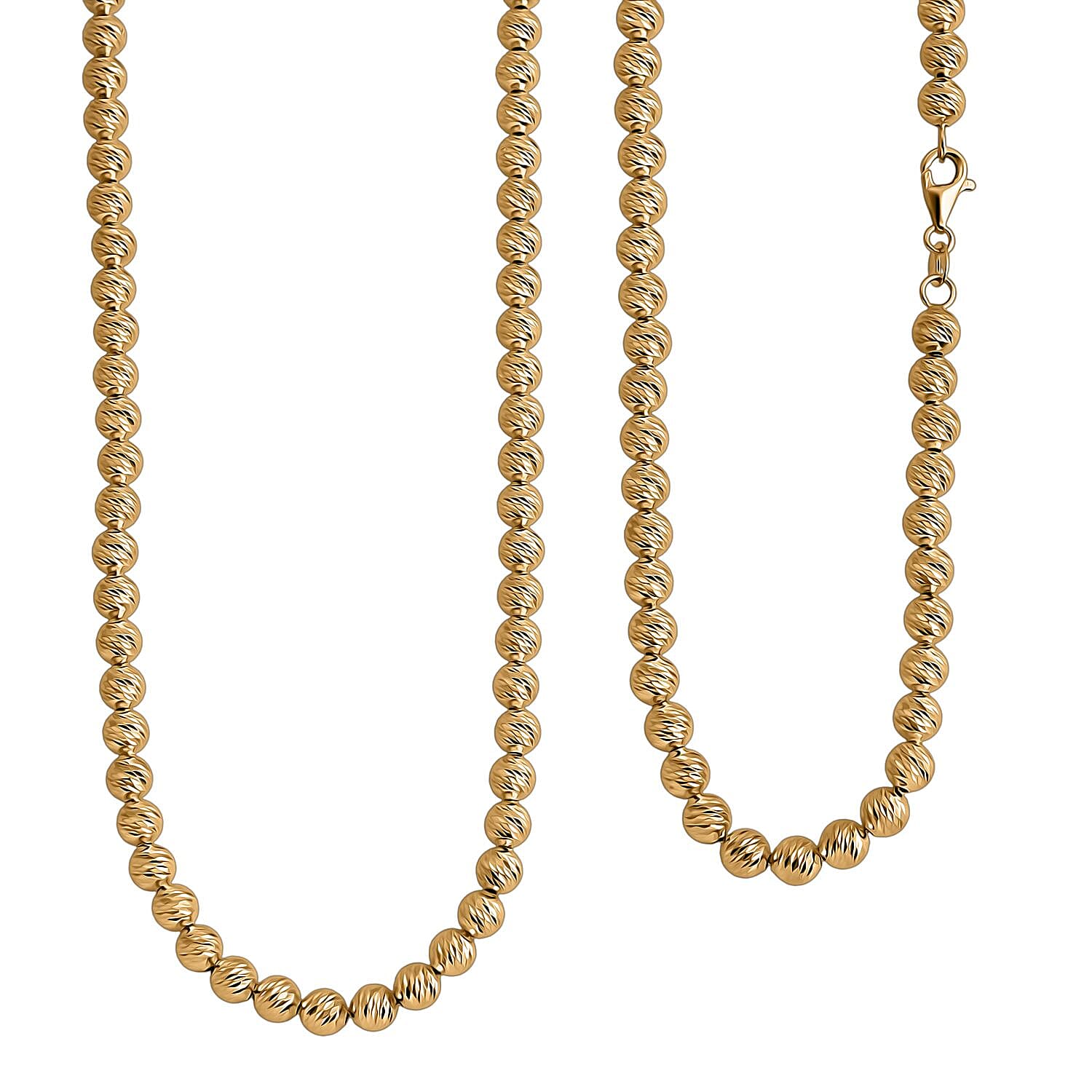 Luxoro Diamond-cut Beaded Chain Necklace in 10K Yellow Gold 16 Grams 18 Inches