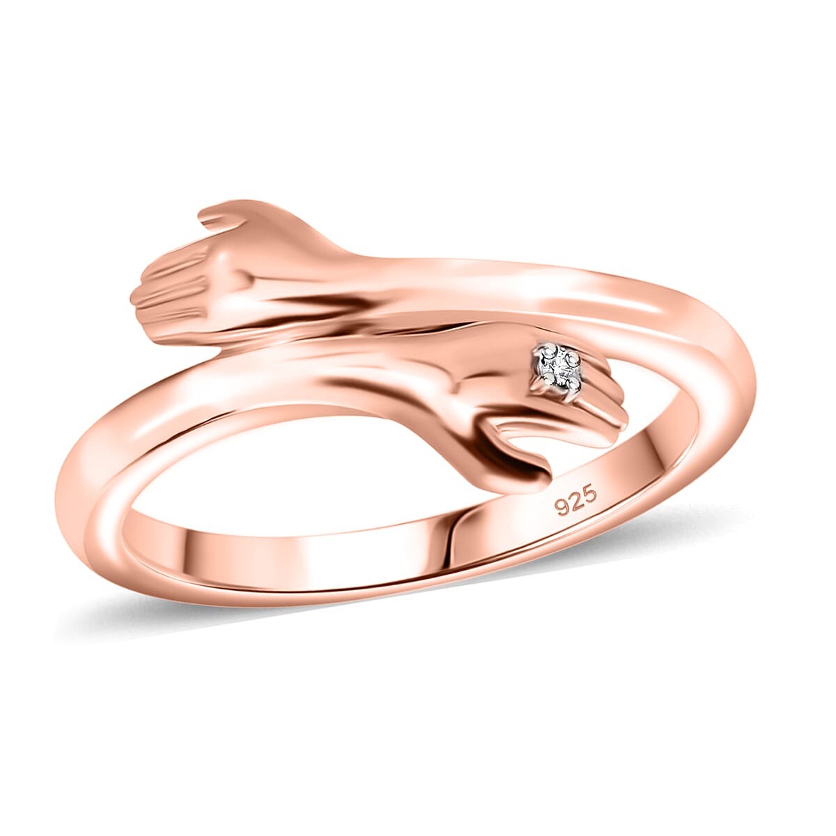 D'Joy Natural Pink Diamond (I3) Accent Ring in 18K Vermeil Rose Gold Over Sterling Silver (Size 6.0)