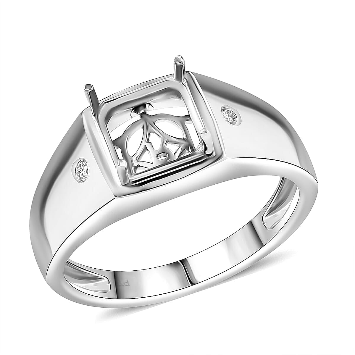 Rhapsody 950 Platinum Diamond (E-F, VS2) Men's Ring (Size 7.0) (10.19 g) 0.05 ctw