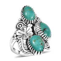 D'Joy Artisan Crafted Tahoe Naveda Turquoise Ring in Sterling Silver (Size 10.0) 6.00 ctw