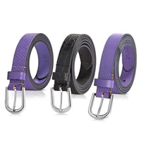 LA Marey Black and Cream Croco Genuine Leather Women's Set of 3 Belt (42 inches)