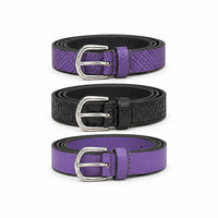LA Marey Black and Cream Croco Genuine Leather Women's Set of 3 Belt (42 inches)
