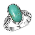 D'Joy Artisan Crafted Tahoe Nevada Turquoise 4.50 ctw Feather Ring in Sterling Silver (Size 10.0) - Sticky add to cart bar