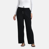 Tamsy Black Wide Leg Pant with Crystals and Elastic Waist (Waist 34cm, Length 102cm)