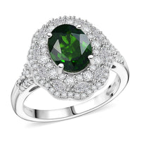 D'Joy Chrome Diopside, White Zircon Ring in Rhodium Over Sterling Silver (Size 10.0) 3.25 ctw
