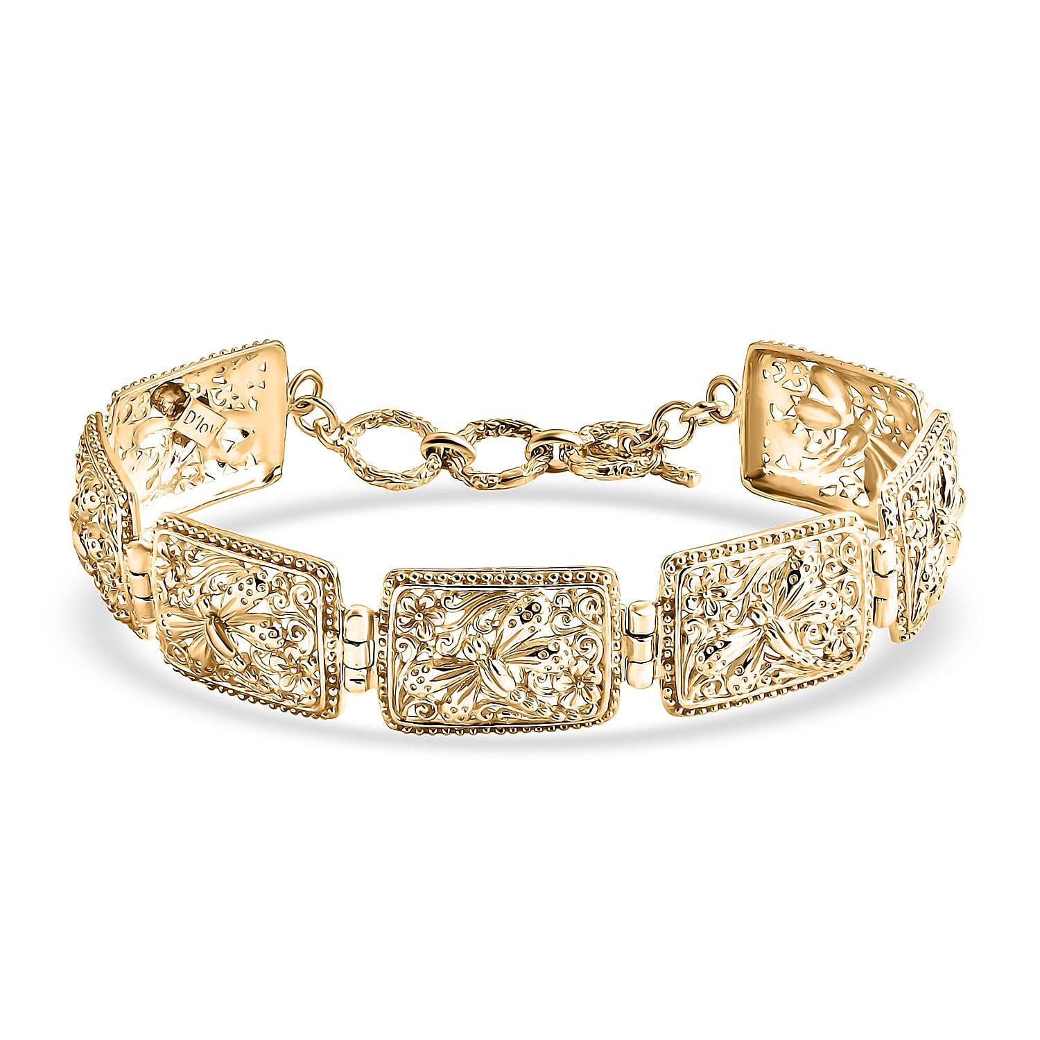 D'Joy Bali Legacy Dragonfly Bracelet in 22K Vermeil YG Over Sterling Silver (6.50-8.0In) 18.10 Grams