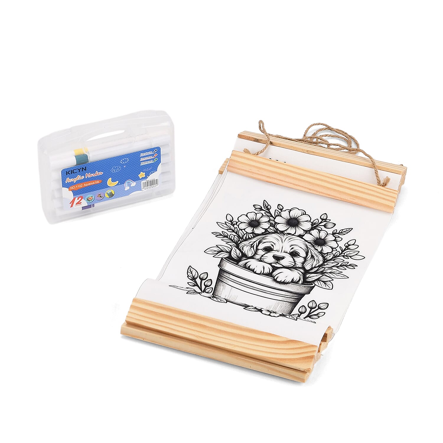 Livmore 5pcs Set Animal Theme Canvas Board (7.87"×11.81") with 12pcs Acrylic Markers