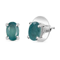 D'Joy Premium Grandidierite 0.90 ctw Solitaire Stud Earrings in Rhodium Over Sterling Silver - Sticky add to cart bar