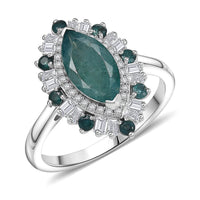 D'Joy Premium Grandidierite, Moissanite Ring in Rhodium Over Sterling Silver (Size 10.0) 2.75 ctw