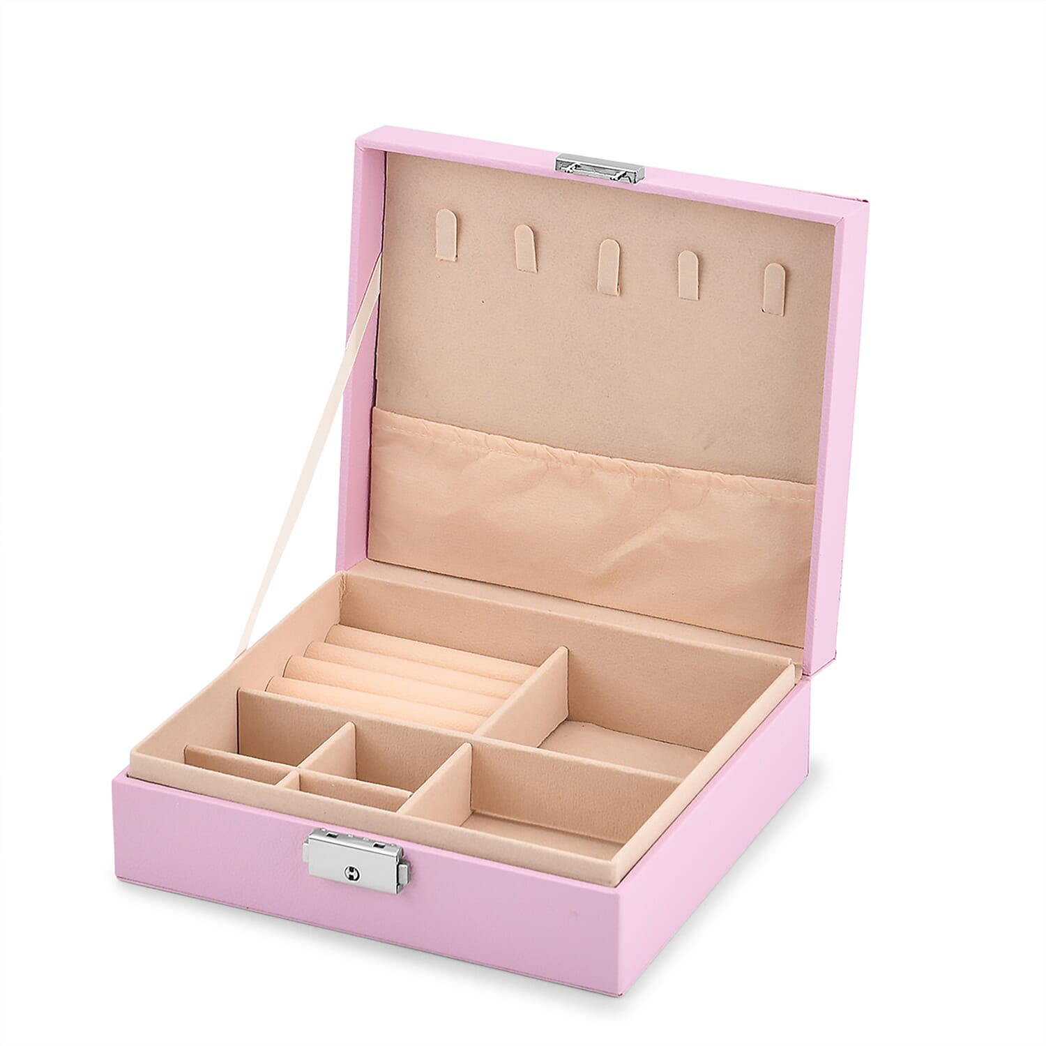 Livmore Pink Faux Leather Single Layer Jewelry Box (7.48