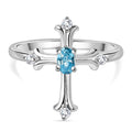 Cambodian Blue Zircon and White Zircon 0.50 ctw Ring in Rhodium Over Sterling Silver (Size 10.0) - Sticky add to cart bar