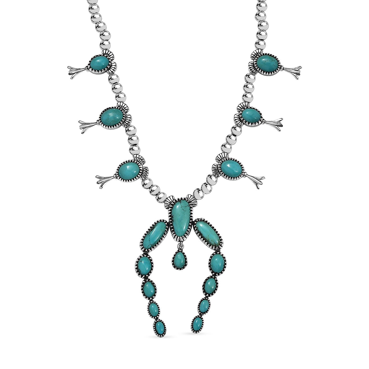 D'Joy Artisan Crafted Tahoe Nevada Turquoise 15.70 ctw Necklace in Sterling Silver 18 Inches