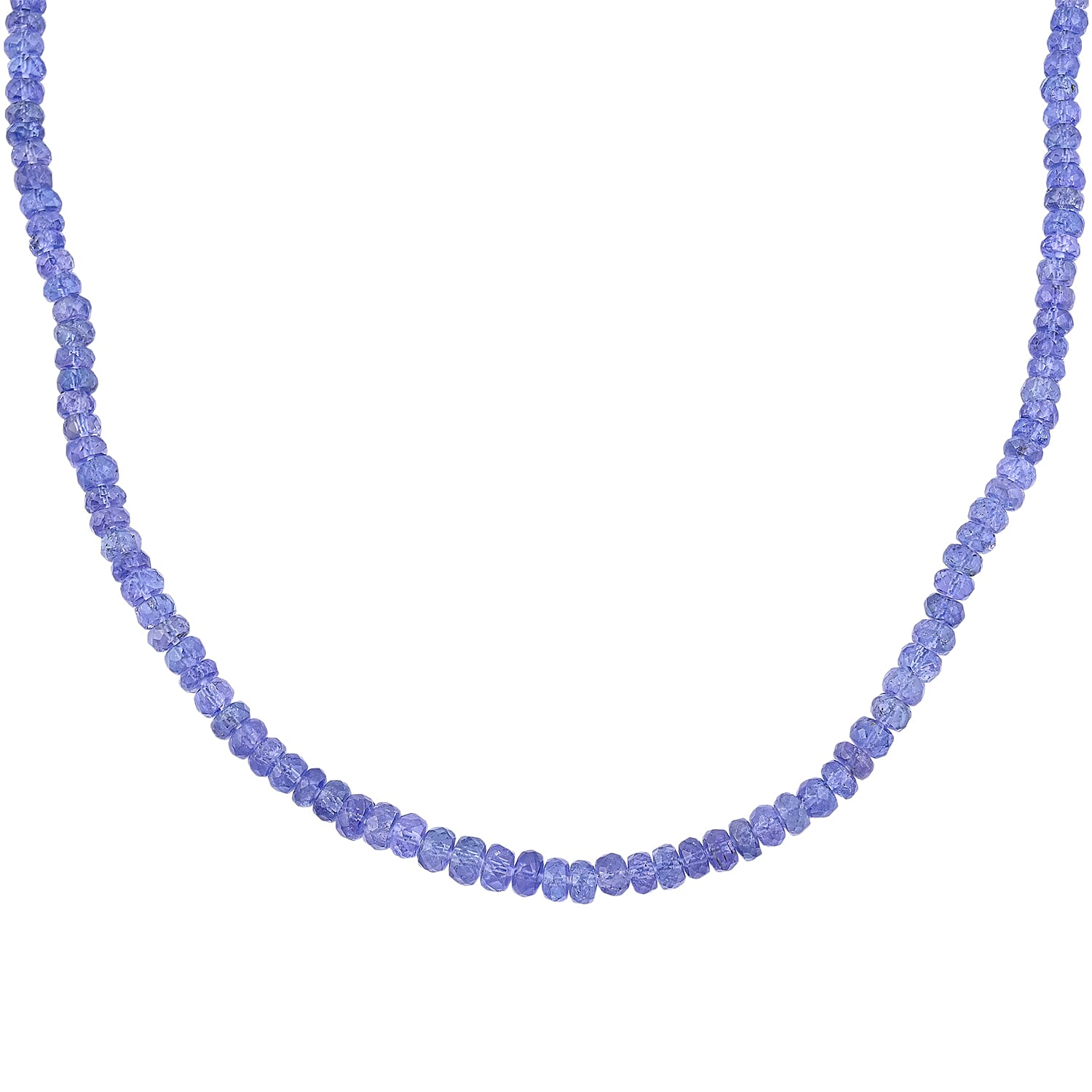 D'Joy Tanzanite 80.00 ctw Beaded Necklace in Rhodium Over Sterling Silver 18 Inches
