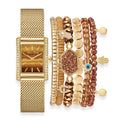 Jessica Carlyle Women's Shiny Gold Tone Mesh Strap 33mm Analog Watch & Coordinating, Stackable Bracelet Set - Sticky add to cart bar