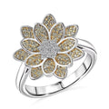 Luxuriant Lab Grown Diamond, Lab Grown Yellow Diamond (IR) (SI) Floral Ring in Rhodium Over Sterling Silver (Size 7.0) 0.50 ctw - Sticky add to cart bar