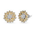 Luxuriant Lab Grown Diamond and Lab Grown Yellow Diamond (IR) (SI) 0.50 ctw Sunflower Radiance Earrings in Rhodium Over Sterling Silver - Sticky add to cart bar