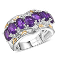 EverTrue African Amethyst Ring in 18K YG Plated and Platinum Bond (Size 10.0) 4.40 ctw - Sticky add to cart bar