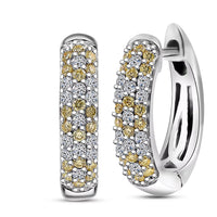 Luxuriant Lab Grown Yellow Diamond (IR) and Lab Grown Diamond VS 0.50 ctw Golden Glow Hoop Earrings in Rhodium Over Sterling Silver
