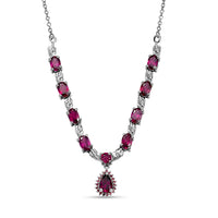 EverTrue Orissa Rhodolite Garnet 6.25 ctw Twilight Leaf Glow Necklace in Platinum Bond and Stainless Steel 18 Inches