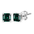 D'Joy Lab Grown Emerald 1.20 ctw Stud Earrings in Rhodium Over Sterling Silver - Sticky add to cart bar