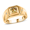 AAA Brazilian Heliodor and G-H SI Luxuriant Lab Grown Diamond 0.80 ctw Men's Ring in 18K Vermeil Yellow Gold Over Sterling Silver (Size 10.0) - Sticky add to cart bar