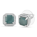 D'Joy Premium Grandidierite and Moissanite 2.35 ctw Art Deco Earrings in Rhodium Over Sterling Silver - Sticky add to cart bar