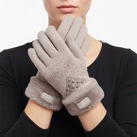 Tamsy Gray Cashmere Wool Gloves with 2 Finger Touchscreen - L