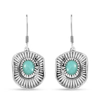 D'Joy Artisan Crafted Tahoe Nevada Turquoise 3.60 ctw Cowboy Hat Earrings in Sterling Silver