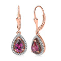 D'Joy AAA Radiant Ember Garnet and Multi Gemstone 2.50 ctw Lever Back Earrings in 18K Vermeil Rose Gold Over Sterling Silver - Sticky add to cart bar