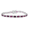 D'Joy AAA Radiant Ember Garnet, White Zircon Bracelet in Rhodium Over Sterling Silver (7.25 In) 16.90 ctw - Sticky add to cart bar