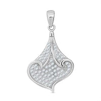 Simulated Diamond Pendant in Rhodium Over Sterling Silver