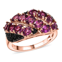 EverTrue Orissa Rhodolite Garnet and Thai Black Spinel 3.30 ctw Ring in 18K RG Plated (Size 10.0)