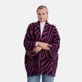 TAMSY White Tile Double Knit Jacquard Cardigan with Shawl Collar - One Size Fits Most - Sticky add to cart bar