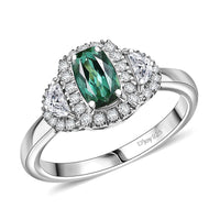 D'Joy Premium Santa Rosa Tourmaline and Moissanite 1.24 ctw Ring in Rhodium Over Sterling Silver