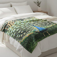 Livmore Green Peacock Pattern Digital Printed Flannel Blanket (59.06"×78.74")