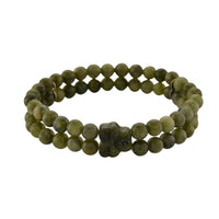 Connemara Marble 110.00 ctw Line of faith Beaded Stretch Bracelet with Leaf Charm