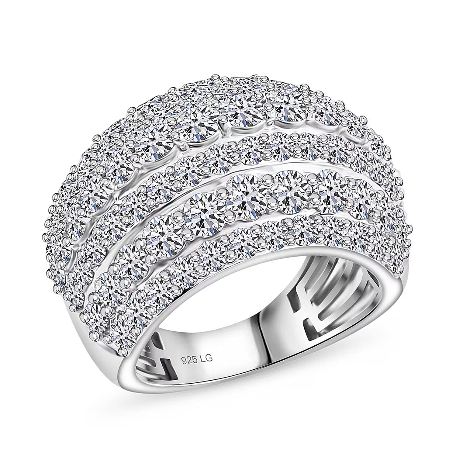 Doorbuster Luxuriant Lab Grown Diamond G SI1 4.50 ctw Ring in Sterling Silver (Size 10.0)