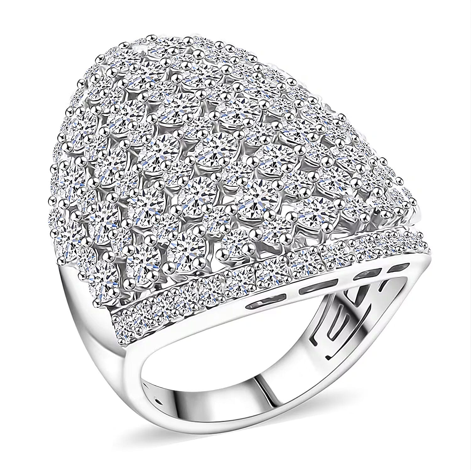 Luxuriant Lab Grown Diamond (G, SI1) Ring in Sterling Silver (Size 10.0) 5.55 ctw