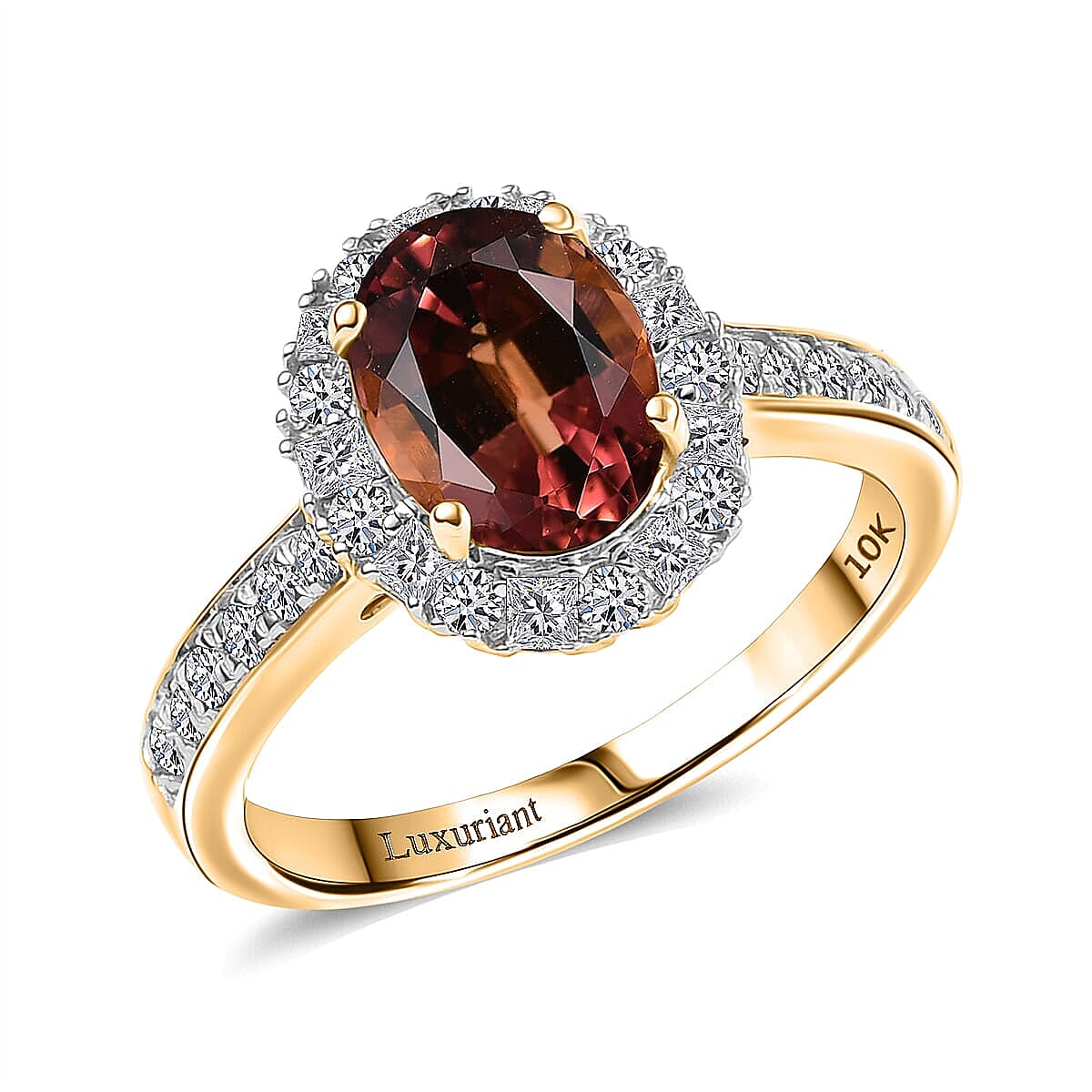AAA Byzantine Tourmaline and G-H SI Luxuriant Lab Grown Diamond 2.75 ctw Ring in 10K Yellow Gold (Size 6.0)