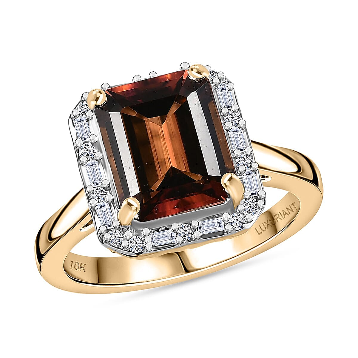 AAA Byzantine Tourmaline and G-H SI Luxuriant Lab Grown Diamond 3.84 ctw Ring in 10K Yellow Gold (Size 6.0)