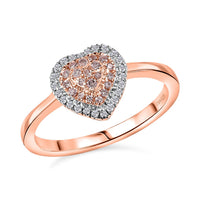 D'Joy Natural Pink and White Diamond I3 0.25 ctw Heart Ring in 18K Vermeil Rose Gold Over Sterling Silver (Size 5.0)