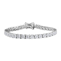 D'Joy Asscher Cut Moissanite (4mm) Bracelet in Rhodium Over Sterling Silver (6.50 In) 10.10 ctw