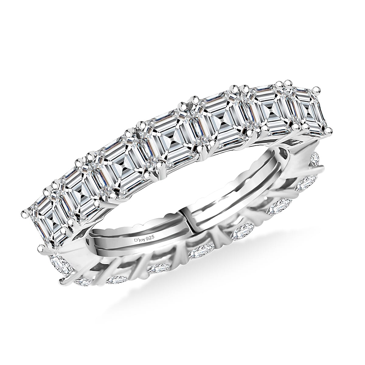 D'Joy Moissanite Band Ring in Rhodium Over Sterling Silver (Size 10.0) 3.35 ctw