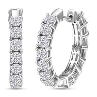 D'Joy Asscher Cut Moissanite Hoop Earrings in Rhodium Over Sterling Silver 6.70 ctw