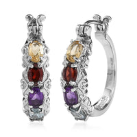 EverTrue African Amethyst Hoop Earrings in  Stainless Steel 3.35 ctw