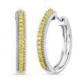 Luxuriant Lab Grown Yellow Diamond (IR) VS 0.33 ctw Hoop Earrings in Rhodium Over Sterling Silver - Sticky add to cart bar
