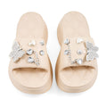 LOVE 83 Black EVA Butterfly Rhinestone Sandals - Size 6 - Sticky add to cart bar