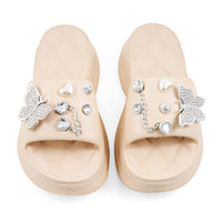 LOVE 83 Black EVA Butterfly Rhinestone Sandals - Size 6